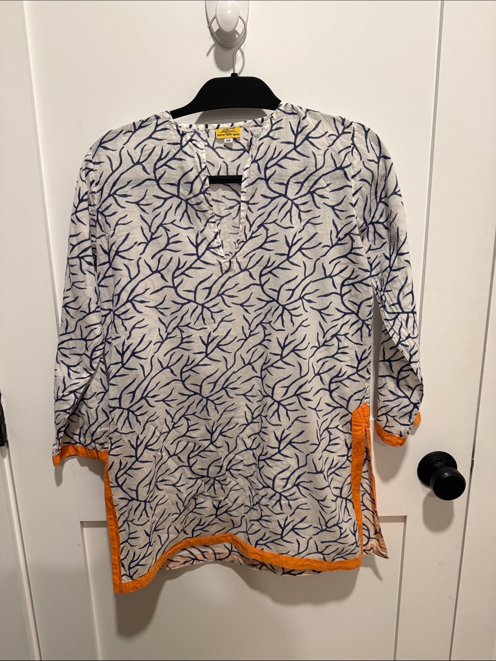 Roller Rabbit Leaf Patterned Tunic with Orange Accents